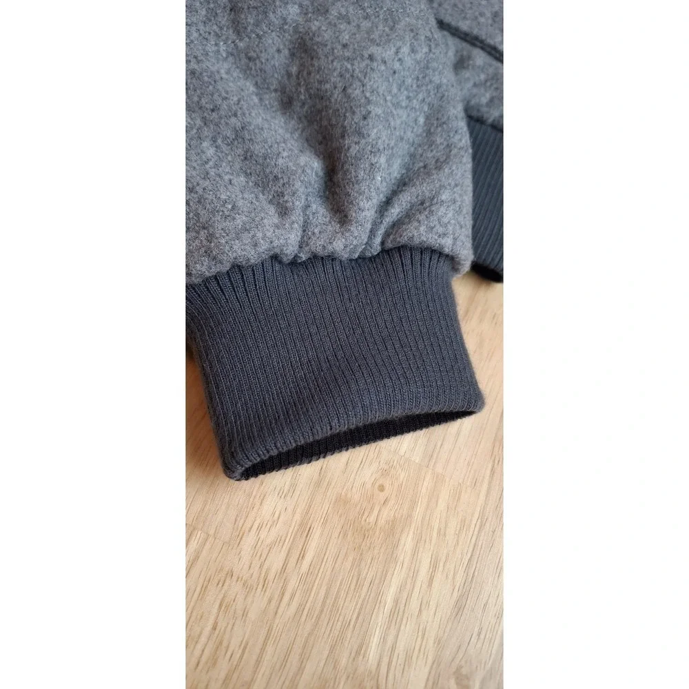 Prana B-Side Jacket Mens Size M Gray Puffer Bomber Wool duck Down Reversible - Picture 12 of 12